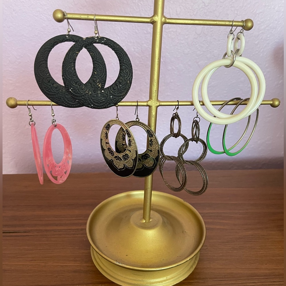 Hoop earrings. Backs not included. Different colors, materials, and sizes.